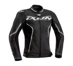 Women's motorcycle jacket in combined textile leather TRINITY by IXON black and white 1
