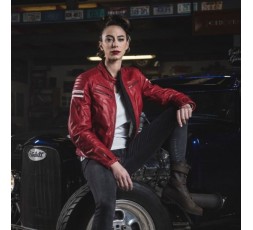 Woman leather motorcycle jacket LADY FUNKY by SEGURA red 2