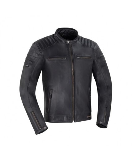 Cafe Racer STRIPE Black Edition motorcycle leather jacket by SEGURA 1